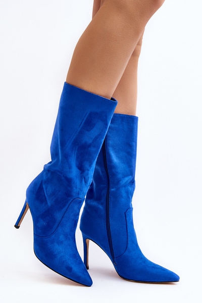 Women's Blue Knee-High Stiletto Boots Odetteia