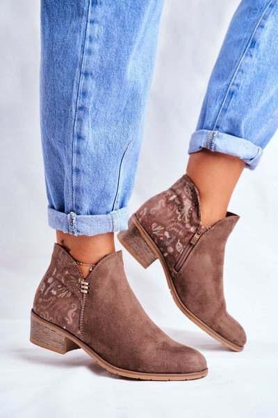 Women's Flat Heel Spring Boots Brown Elizabeth