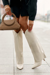 Stiletto Boots With Turned Shaft Light Beige Bellinna