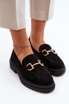 Women's Black Cutout Loafers with Embellishment Talesse