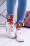 Women's Sneakers White Red Nigrid Stripe