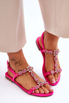 Women's Suede Sandals With Stones Fuchsia Calabrio
