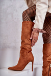Classic Suede Black Boots On A Camel Ameya