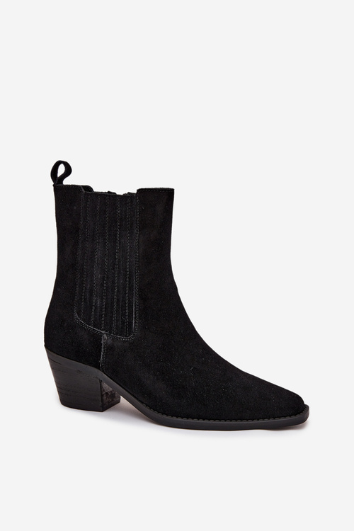 Women's Suede Ankle Boots With Heel Insulated Black Arelia
