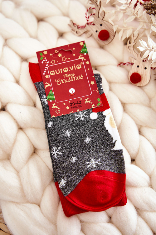 Men's Christmas Socks Santa Claus Grey-Red