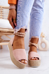 Espadrilles Sandals On The Platform Pink Jeannie
