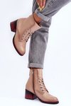 Leather Heeled Boots Beige Luloshe