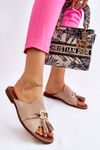 Women's Suede Slippers Lewski Shoes 3226 Beige