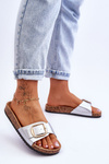 Women's Classic Slippers On Cork Soles Silver Noa