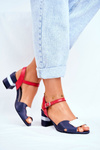 Leather Sandals On A Block Heel Maciejka 04120-17 Navy