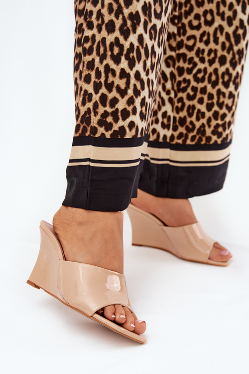 Lacquered Women's Wedge Sandals Nude Nelithin