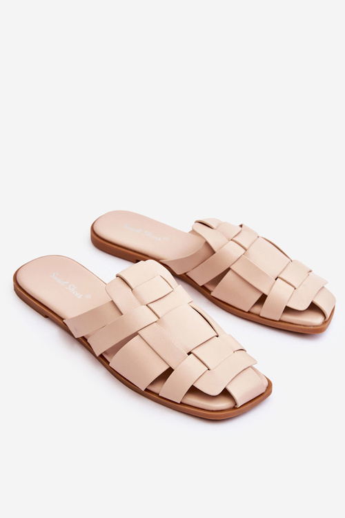 Women's Striped Slippers Light beige Reyna