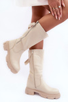 Women's Half-length Bootleg Light Beige Lizames