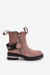 Warm Ladies Ankle Boots With Zipper Dark Beige Calvaro