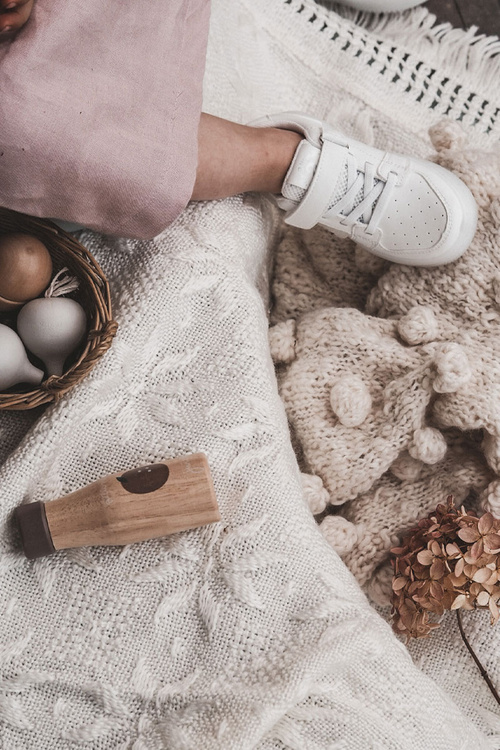 Children's Leather Sport Shoes With Velcro White Angel