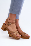 Women's High Heel Sandals in Brown Eco Leather Assames