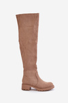 Knee High Boots Flat Heel Beige Filora