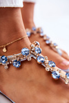 Comfortable Women's Sandals Flip-Flops With Ornaments Blue Briven