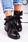 Women's Insulated Boots With Buckles And Ribbon Black Special