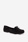 Women's moccasins with fringes and bow black Olivianne