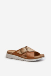 Comfortable Women's Slippers With Buckle Inblu CN000032 Camel