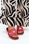 Flat Sandals With Cutouts And Decoration Fuchsia Bohalis