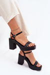 Eco Leather Heeled Sandals Black Lillita