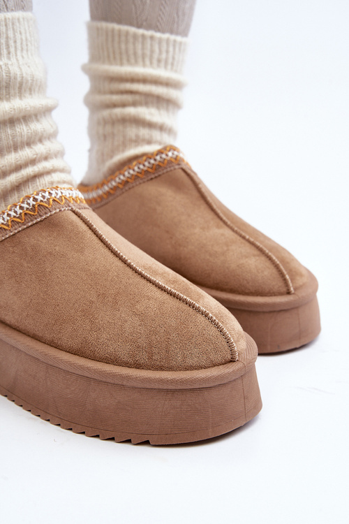 Slippers with Thick Sole in Beige Eco Suede Sylva