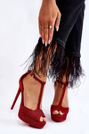 Shiny High-Heeled Sandals Red Marisha