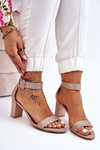 Glossy Heel Sandals Rose Gold Maxim