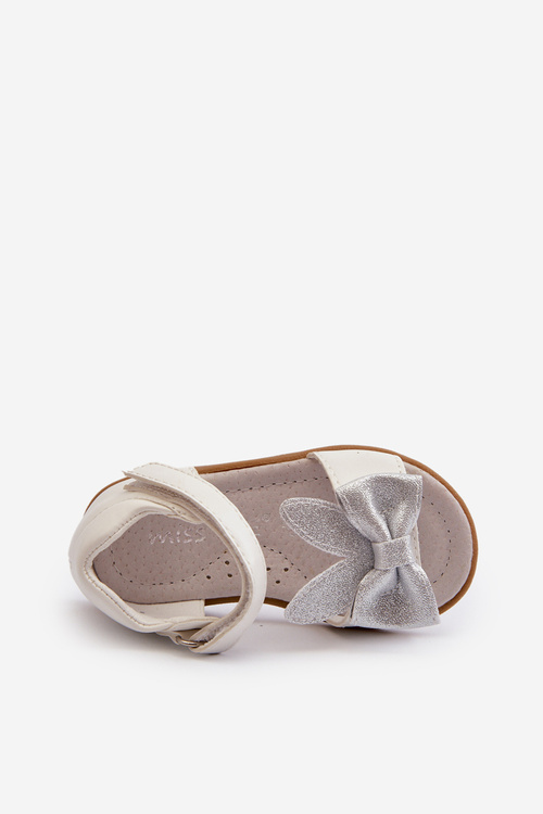 Children's Sandals With Bow Velcro Fastening White Wistala