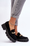 Classic Suede Loafers On A Chunky Platform Black Catch Me!