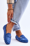 Suede Slip-On Loafers Blue Castelo