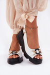 Ladies Leather Wedge And Platform Sandals With Decoration Artiker 56C1588 White