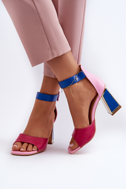 Elegant Women's Sandals on Stiletto Pink Rosazara