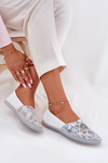 Leather Ballerinas With Pattern Maciejka T1930-38 White