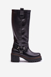 Leather Knee High Women's Boots Black Lewski 3432