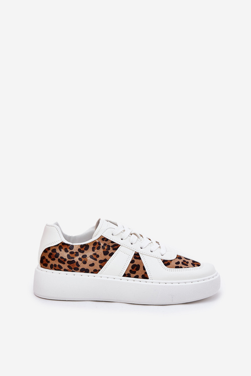 Women Sneakers With Leopard Print On Platform White Nativira
