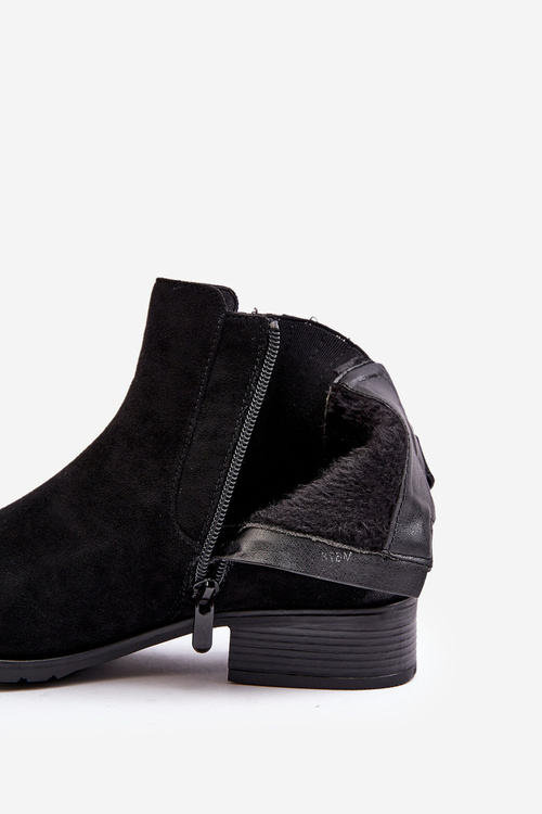 Women's Ankle Boots on Flat Heel Black Sauamia