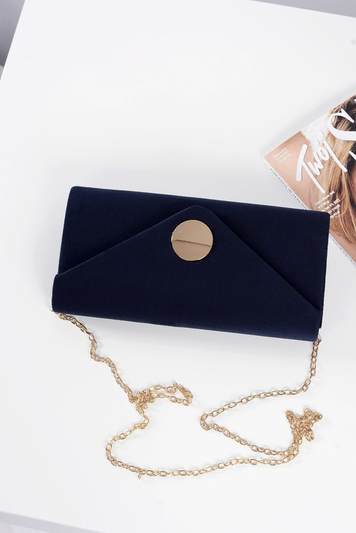Women's Clutch Bag Suede Gold Chain Navy Blue