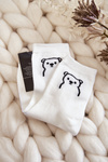 Women's Cotton Socks With A Teddy Bear White