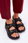 Women Sandals With Decorative Details On Velcro Black Zoliner