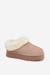 Leather Suede Snow Boots Women with Fur Beige Mivelle