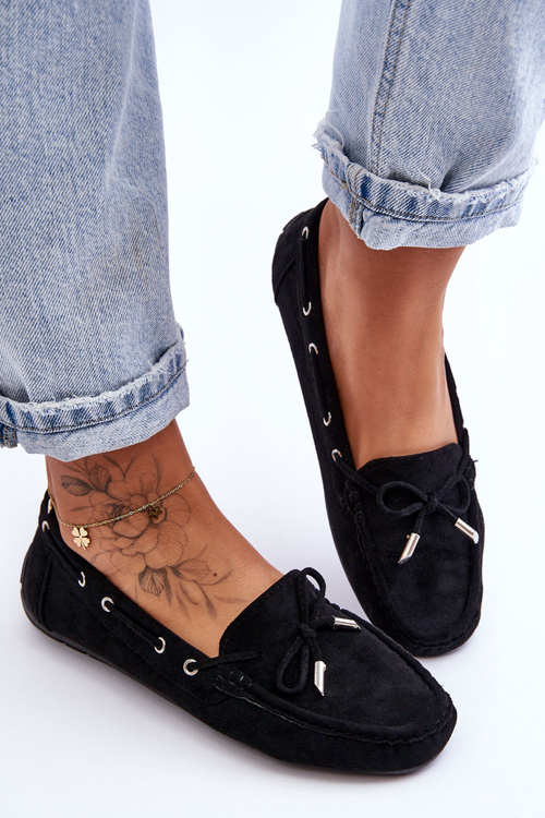 Women's Suede Loafers Black Si Passione