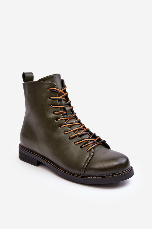 Leather Boots Shoes Women's Green Ethel