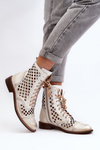 Perforated Leather Boots Zazoo 2695 Gold Distressed