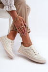 Women's Leather Sneakers Beige Cloesa