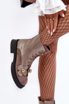 Stylish Women's Zipper Boots with Ornaments D&A MR870-76 Gray-brown