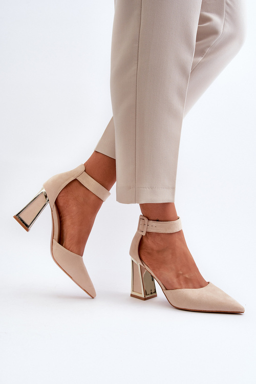 Beige Suede Pumps With Stiletto Heel Lodho