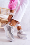 Buty Sportowe Sneakersy Damskie Wygodne Biało-Srebrne Bourne